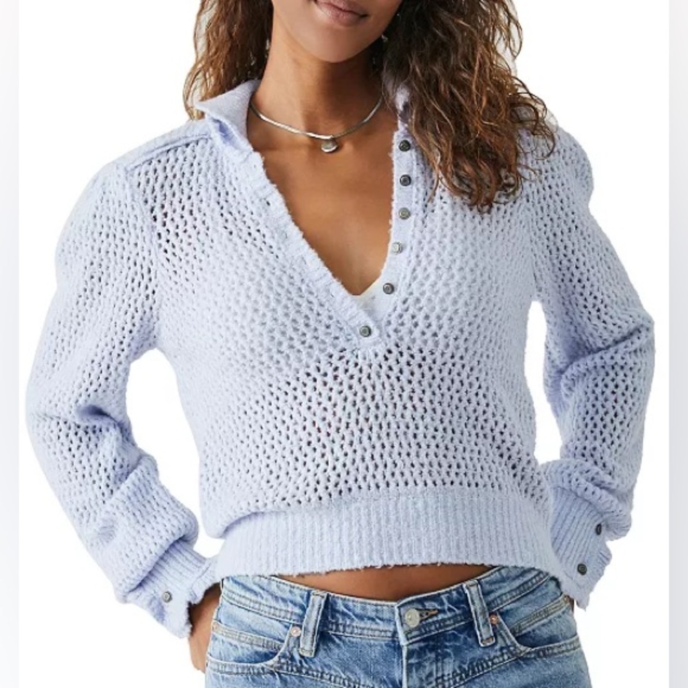 Free People Light Blue Knit Sweater